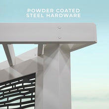 Backyard Discovery Ridgedale 12' x 8' Modern Galvanized Steel Cabana Pergola with Seating and Shade Sail, Terra Cotta Cushions