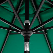 California Umbrella 12-Year-Non-Fading, 9Ft Premium Sunbrella Patio Umbrella, Hand-Crank, Button-Tilt, Black Frame, Forest Green Fabric
