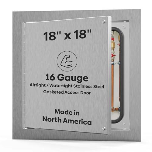 Best 18" x 18" Airtight/Watertight Access Panel, Stainless Steel Access Door with Bulb Trim Gasket, Jacuzzi Access Door, Ideal for Labs & Clean Rooms, Reinforced Edges, Piano Hinge, BA-ADWT