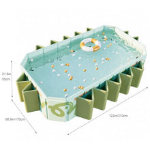Large Above Ground Pool, Rectangular Family Swimming Pool for Backyard