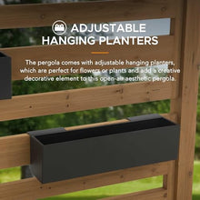 SummerCove Cedar Framed Pergola 10 x 10.5 ft with Adjustable Hanging Planters Wood Color