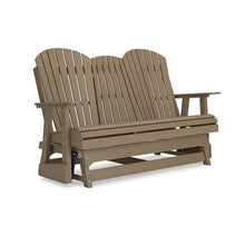 Benjara BM315940 Sami 67 Inch Outdoor Adirondack Glider Loveseat, Dropdown Cupholders, Brown