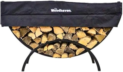 Woodhaven Black Crescent Firewood Rack With Cover (5 Foot)