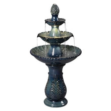 3-Tier Black Ceramic Fountain, Decorative Water Fountain with LED Lights and Quiet Pump, Indoor Outdoor Water Feature for Patio, Garden, Deck, Balcony, Office and Home Décor