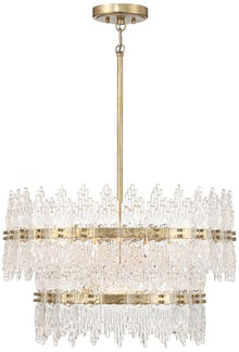 Elsa 23 1/2" Wide Brass with Textured Glass 7-Light Pendant Light Fixture