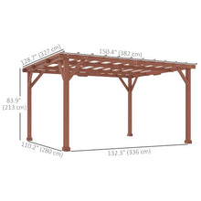 Outsunny 11' x 12.5' Outdoor Wood Pergola Grape Trellis for Patio Brown