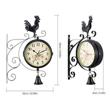 Wall Clock, Double Sided Wall Clock, Outdoors Vint Garden Retro Clocks Outdoor, Double Sided Wall Clock Train Station Clock, Grand Vintage Station Wall Clock with Bracket, Indoor Hanging Decor Stand C