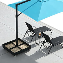 Carbon Steel Square Rolling Umbrella Base Stand 1100LBS Capacity Fillable Mobile Umbrella Base with 4 Lockable Wheels for Garden Backyard Deck Poolside