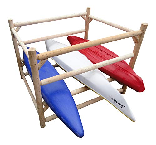 Log Kayak Rack 12-Kayak or Multiple Canoe and Kayak Storage Rack Canyon Brown