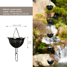 YUSIWOAL Purple Copper Rain Chain for Gutter Downpipe, Garden Patio Decorative Rain Diverter, Adjustable Outdoor Water Feature(Style1,200cm (6.5ft))