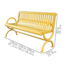 GRFIT Outdoor Bench Metal Bench for Outdoor with Comfortable Backrest, Garden Furniture, Bench Seat for Multiple People, for Park, Patio, Garden, Yellow Garden Bench (Medium)