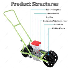 DOZPAL Manual Vegetable Seeders - 1/2/3/4/5/6 Row Garden Spreaders, Hand Push Seeder with Adjustable Row Spacing & Depth for Plants Parsley Cabbage Radish 6Row