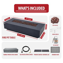 AMS 72" Rectangular Concrete Natural Gas Fire Pit Table Bundle - Dark Gray