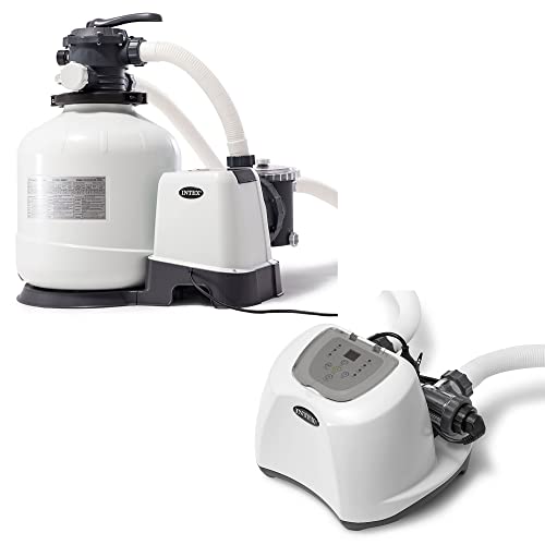 Intex Sand Filter Pump with Saltwater System Maintenance Set Black