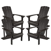 Flash Furniture Charlestown Indoor/Outdoor Faux Wood Adirondack Chairs, Weather-Resistant Polyresin Patio Adirondack Chairs, Set of 4, Navy