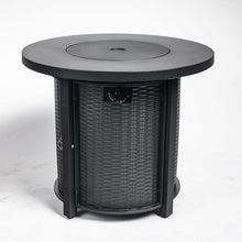 GDFStudio 30" Round Propane Fire Pit Table, 50000 BTU Outdoor Gas Heater with Steel Top & Wicker Base, for Patio, Deck, Garden, Black