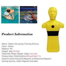 MZZKFC Pool Rescue Dummy Adjustable Weight, Water Rescue Training Dummy Rapid Water Injection and Drainage, Water Life-Saving Training Model Simulating Drowning(Yellow,1pc)