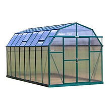 Grandio Greenhouses Elite 8x8 Greenhouse Kit - Heavy Duty, Powder Coated Green House for Hobby Gardeners. Features 10mm Twin Wall Polycarbonate Panels, Base Kit, Barn Shape, & 2 Roof Windows.