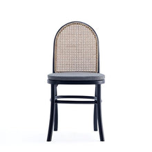 Manhattan Comfort Paragon Rattan Wicker Cane Side Outdoor Dining Chair Set of 4 with Grey Cushions