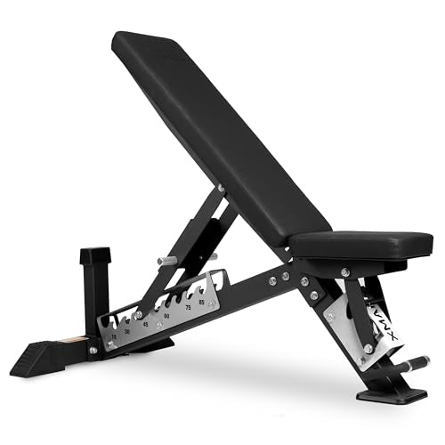 XMark Adjustable Weight Bench PreAssembled Mainframe Flat Incline Bench Black