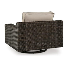Benzara 43" Waga Outdoor Swivel Lounge Chair with Cupholder Wicker Brown Beige Black