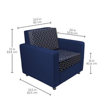 FDP Outdoor Modular Club Chair Featuring Sunbrella Fabric - Weather-Resistant, Fade-Resistant, Assembled Patio Furniture with Cover Included for Backyard, Poolside Seating - Indigo/Canvas Navy