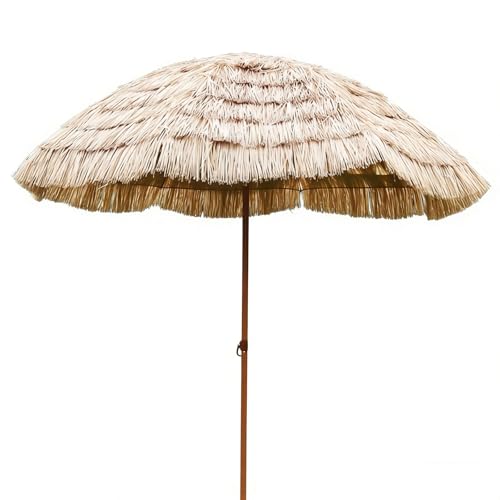 1.5m, 1.8m, 2.4m, Folding Beach Umbrella, Portable Tropical Straw Shade, Adjustable Heightm, Patio Garden Beach Pool Backyard(1.5m/4.9ft)