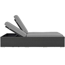 Modway Sojourn Wicker Rattan Outdoor Patio Sunbrella Fabric Double Chaise in Chocolate Gray