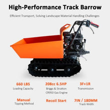Chery Industrial TB-G65 660 Lbs Gas-Powered Track Barrow Welded Steel Bucket All-Terrain Transport for Construction Farm Landscaping (Standard Tracked Dumper)