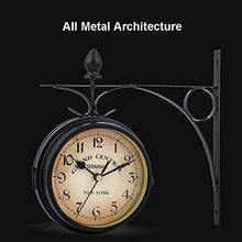 NUHSLF Weatherproof Outdoor Wall Clock,Double-Sided Garden Clocks,Outdoor Iron Ornaments,Easy to Read Precise Timing