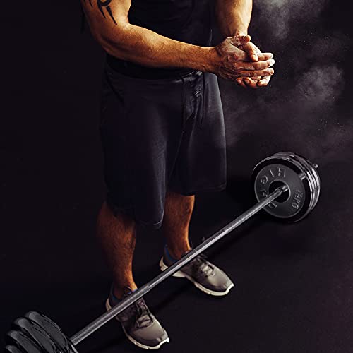 SimpleL Barbell Weight Set with Bar 210-Pound Adjustable Chrome Cast Plates Silver