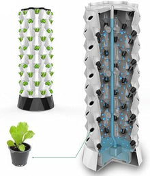 RWGOVLU Hydroponic Tower Self-Watering Growing System, 48/64/80 Plants Sites Indoor Vertical Gardening Grow Kit, Farm Greenhouse Hydroponic Grow System with Water Pump, Net Pots,8floors//1pc