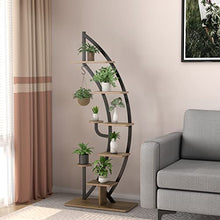 OJKJGYTF Plant Stand 6 Tier Flower Stand, Half Moon Metal Plant Stand with Shelves & Hooks, Plant Shelf, Flower Shelf, Flower Stairs, Plant Stairs for Living Room, Bedroom, Balcon