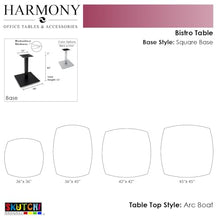 SKUTCHI DESIGNS INC. Small Arc Boat Shaped Bistro Table | 43" H Standing Height Breakroom Table | Harmony Office Series | 36" Wx45 L | Natural Eucalyptus with Matte Black Base