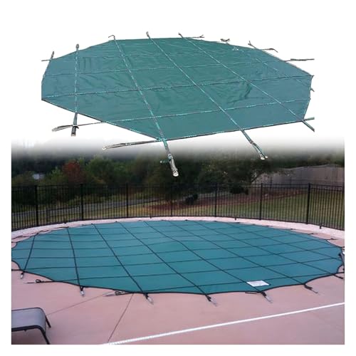 JYHHCYS Large Inground Pool Safety Cover, Custom Size Mesh Winter In Ground Swimming Pool Cover, Green Heavy Duty Mesh Debris-& Leaf Proof, Includes Installation Tools(10m/33ft)
