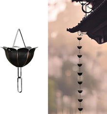 YUSIWOAL Purple Copper Rain Chain for Gutter Downpipe, Garden Patio Decorative Rain Diverter, Adjustable Outdoor Water Feature(Style1,200cm (6.5ft))