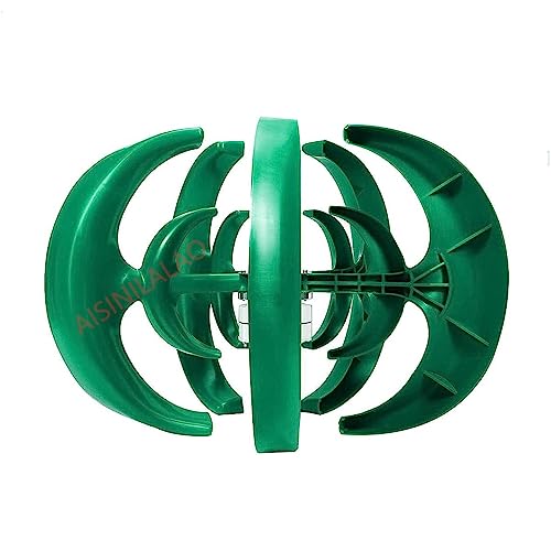 AISINILALAO 3000W Vertical Axis Wind Turbine 5 Blades 12V 24V48V Generator High Power with MPPT Controller for Wind Power and Solar Systems (Green),48v