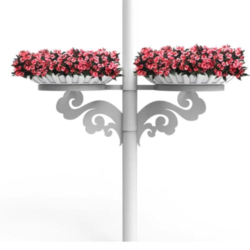 GZHERVICES Outdoor Elevated Planters, Lamp Post Planters, Hanging Lamp Post Planters, Semi-Circular Planter Sets, and Decorative Roadside Planters, Ideal for Decorating Lamp Posts in Parks(800x180mm)