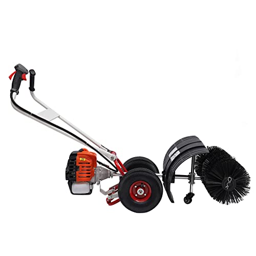 52CC 2 Stroke Push Snow Blower, Outdoor Handheld Gasoline Broom, 2.5HP Gasoline Powered Snow Sweeper, Push Sweeper for Artificial Lawn, Turf, Sidewalk, Driveway Cleaning