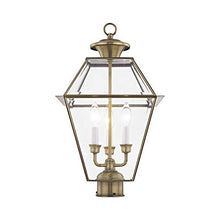 Livex Lighting 2384-01 Westover 3-Light Outdoor Post Lantern, Antique Brass