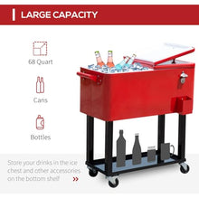 Outdoor Rolling Cooling Bins with Handy Bottle Opener/Cap Catcher, Ice Chest with 4 Wheels for Backyard, Poolside, and More