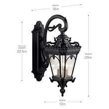 Kichler Tournai Outdoor Wall Sconce Light, Textured Black