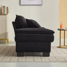 84"Corduroy Loveseat Couch Sofa, 2 People Deep Seat Couch with Pillows Comfy Upholstered Sofa Couches for Small Space,Living Room Bedroom Office Dorm Studio Apartment Love Seat Couche (Black)
