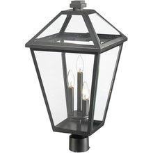 Z-Lite 3 Light Outdoor Post Mount Fixture 579PHXLR-BK, Clear Beveled