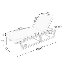 roomfitters 5-Piece Outdoor Patio Reclining Chaise Lounger Set with 2 Chairs, Cushions and Side Table, Cream, White and Teak