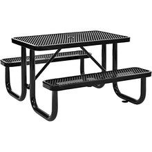 Global Industrial 4 L Rectangular Picnic Table, Expanded Metal, Black