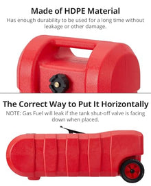 15 Gal Gas Can 2 Pack, HDPE Fuel Caddy on Wheels with Pump, Red