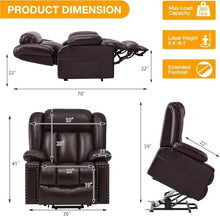 Triple Motor Power Lift Recliner with Heat Massage & Lay Flat Function