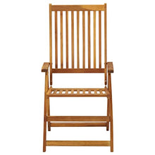 KGFHERENB Set of 3 Solid Acacia Wood Garden Reclining Chairs, Foldable Outdoor Patio Seating with Adjustable Backrest, Natural Oiled Finish for Backyard and Terrace, Brown