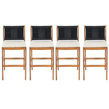 callmego Outdoor Bar Stool with Solid Acacia Wood Frame and Woven Wicker Seat for Patio Dining and Backyard Entertaining